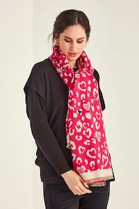 Animal Print: Cora Reversible Scarf Cerise