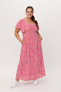Sylvia Dress Cerise Check