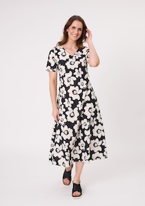 Marta Dress Black White Floral