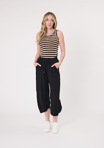 Eva Stripe Tank Mocha Black