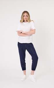 Harem Linen Pant Navy Stripe