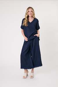 All Seasons: Nicole Linen Pant Navy