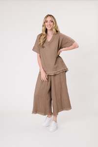 All Seasons: Nicole Linen Pant Mocha