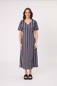 Marta Dress Navy Stripe