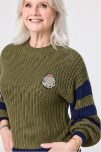 Aliza Knit Khaki Navy