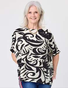 All Seasons Tops: Nora Top Black Print