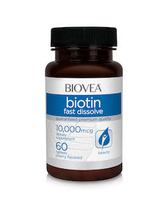 Hair: Biovea Biotin 10000mcg fast dissolve cherry flavor 60 tablets
