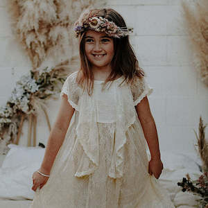 Girls Dress: Mily Dress | Cream | Size 4