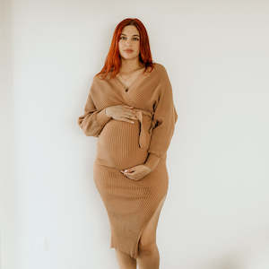 Maternity Dress: Bambina Dress | Cinnamon | Size S/M