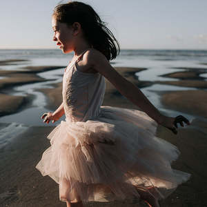 Girls Dresses 1: Beaded Dress | Taupe | Size 8