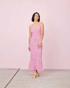 Long Dresses: RUBY Esme Slip Dress - Pink Scatter Hearts