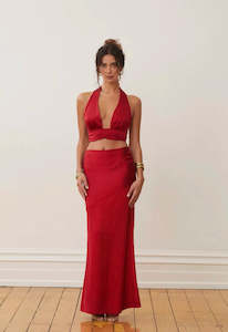 Birthday Girl Outfits: Arcina Ori Rosalina Set - Deep Cherry Red