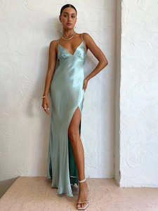 Size 8: Bec & Bridge Ren Split Maxi Dress in Seafoam