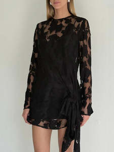 Short Dresses: By Nicola Elodie Mini Dress in Black Lace
