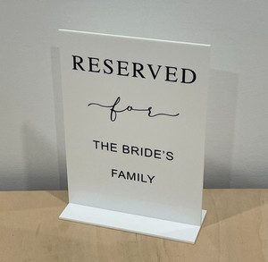 Products: Acrylic reserved sign Leo Design Studio