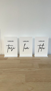 Acrylic table numbers - Samoan design 4 Leo Design Studio