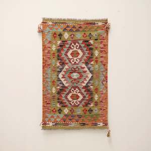 Best Selling: Hand Knotted Afghan Kilim Rug | Basma | 76 x 130
