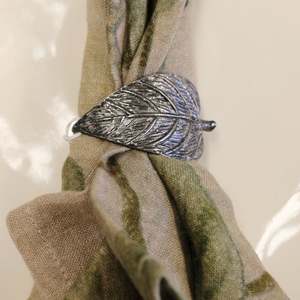 Best Selling: Duo Leaf Napkin Ring in Antique Silver Finish