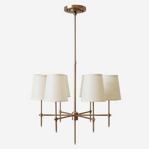 Best Selling: New York 6 light Chandelier in Antique Brass Finish with Shades