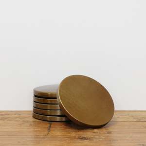 Kitchen Tableware: Hammered Coasters in Brass Finish Set of four