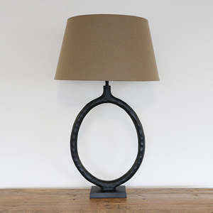 Lifestyle: Forged Circular Lamp Base in Matt Black