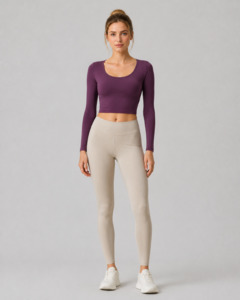 Tops: U-Neck Long-Sleeve Padded Yoga Top