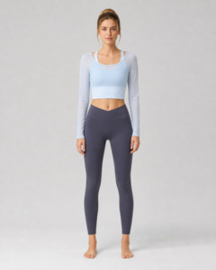 Mesh Long-Sleeve Padded Yoga Top