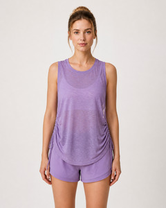 Tops: Bamboo Charcoal Drawstring Yoga Tank