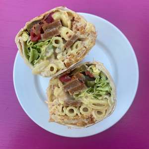 Savoury Cafe Food: Mac 'n' Cheese with Bacon Burrito