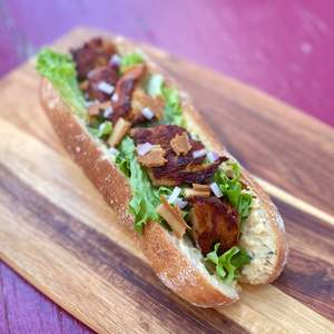 Savoury Cafe Food: Not Chook Baguette with Garlic Herb Cheddar