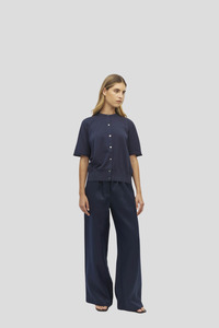 Juliette Hogan Twin T Cardi (Light Cotton Knit)  Slate Blue