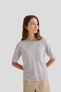 Sunglasses Copy: Laing Featherlight Pure Cashmere T-Shirt - Grey Marle