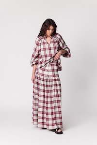 Skirts: Navajo Skirt - Strawberry Plaid