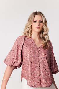 Shirts Blouses: Aurora Blouse - Rose - SAMPLE SALE