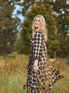 Dresses: Sundance Dress - Midnight Camel Plaid