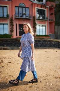 Home Page Clothing Designers New Zealand Libertine The Label: Oasis shirt Dress | indigo Embroidery