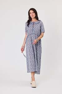 Dresses: Provence Dress | Indigo cotton Embroidery