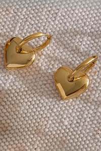 Puffy Heart Earrings - gold