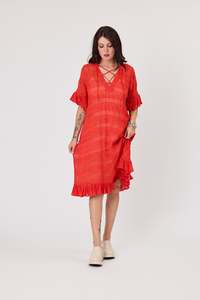 Home Page Clothing Designers New Zealand Libertine The Label: Riviera Dress | Strawberry embroidery