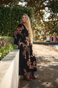 Home Page Clothing Designers New Zealand Libertine The Label: Wyatt Dress | Midnight bloom velvet