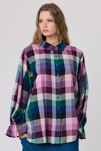 Home Page Clothing Designers New Zealand Libertine The Label: Dutton Blouse - Thistle check