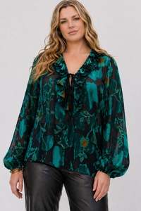 Home Page Clothing Designers New Zealand Libertine The Label: Poet Blouse | Teal Orchid velvet