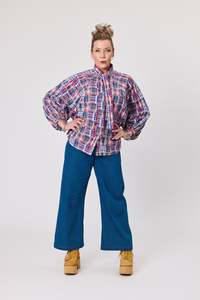 Home Page Clothing Designers New Zealand Libertine The Label: Shadow Blouse | French Tartan cotton