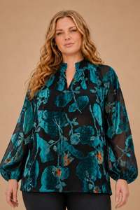 Dylan Blouse | Teal Orchid velvet- NEW STYLE