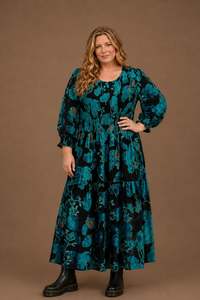 Sienna Dress | Teal Orchid velvet - NEW STYLE!