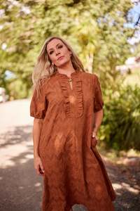 Home Page Clothing Designers New Zealand Libertine The Label: Belle Dress | Hazelnut embroidery