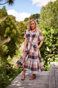 Dresses: Holiday Dress | Indigo Bay check cotton