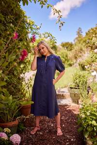 Dresses: Belle Dress | Indigo linen
