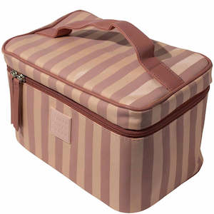 Make Up Bags Cases: Tender Love + Carry Pink Stripe Vanity Box