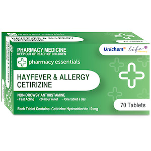 Medicines Allergy Hayfever: Pharmacy Essentials Cetirizine10mg Tablets 70pk